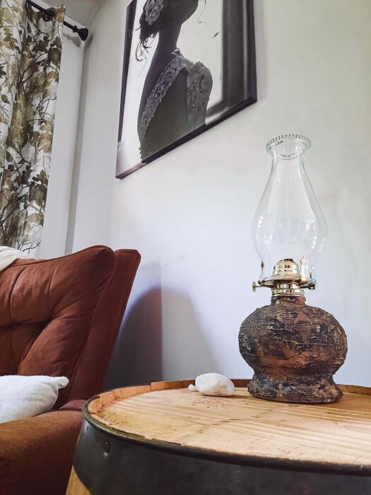 Final Oil Lamp Upgrade Farmhouse Styled Room