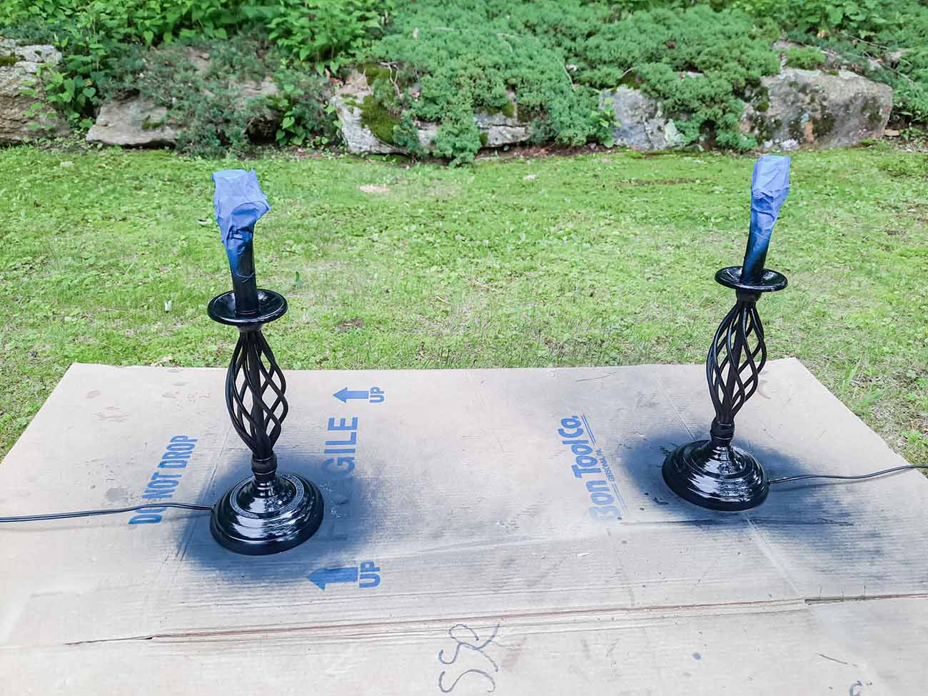 How to Spray Paint Candlestick Lamps Katie T's Home