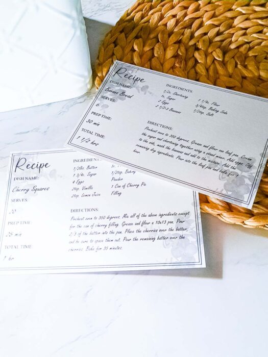 Printable Recipe Cards for Engagement or Bridal Gift