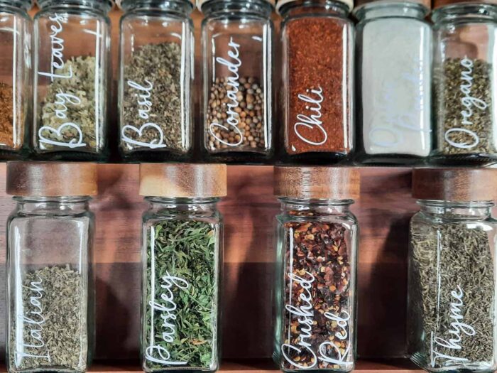 Spice Drawer Free labels on Wooden Spice Rack