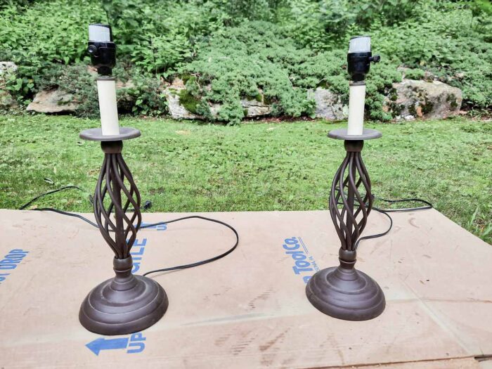 Spray Painting Candlestick Lamps