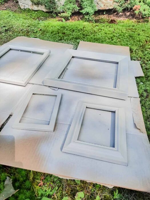 Spray Painting Picture Frames Outside in a Well Ventilated Area