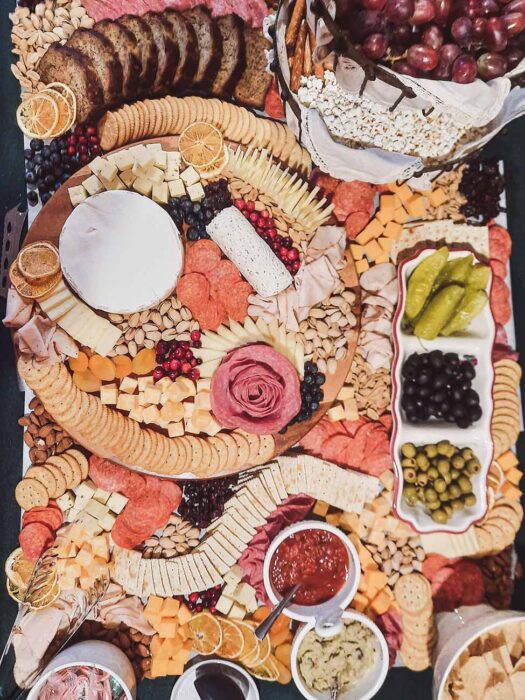 Serving Board for Christmas with Meats and Cheeses