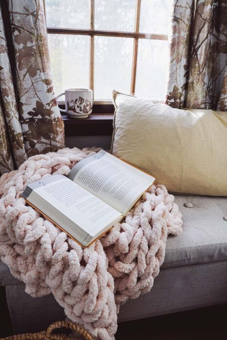 Cozy Blanket with A Coffee at the Home