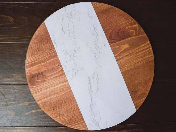 Cutting the Marble Vinyl for the Charcuterie Board Serving Platter