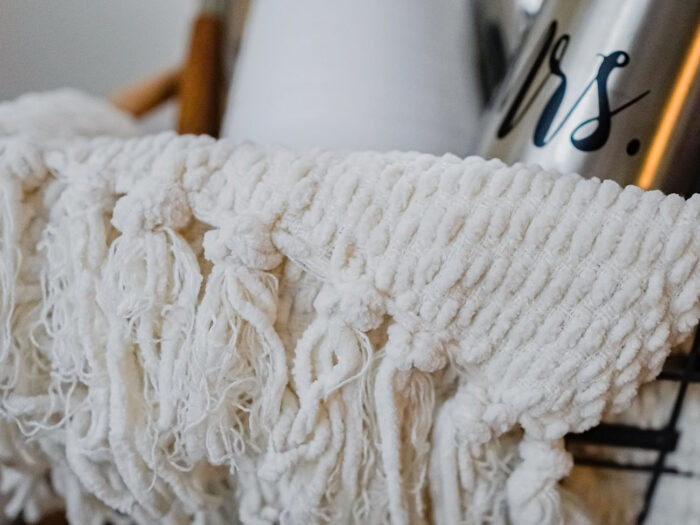 White Blanket for a Cozy Wedding Gift Basket