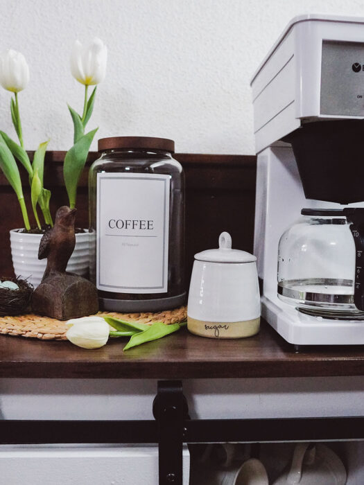 Coffee Bar Ideas Using Spring Decor