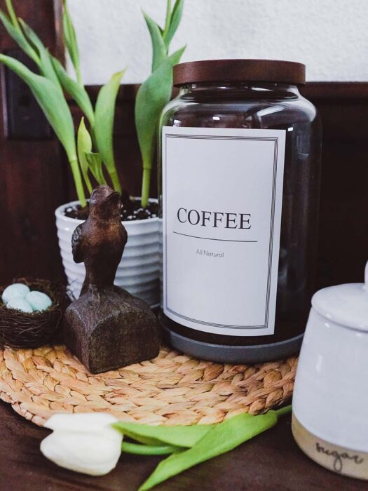 Small Coffee Bar Coffee Canister and Spring Decor