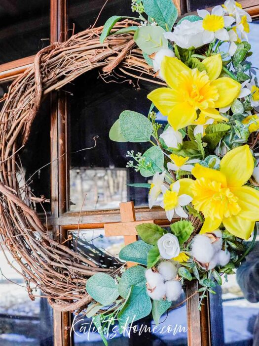Outdoor Spring Grapevine Wreath Decor as a Spring Decor Idea