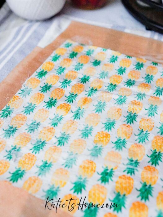 Pineapple Fabric for Beeswax wraps DIY tutorial- Eco Friendly Living with Katie T's Home