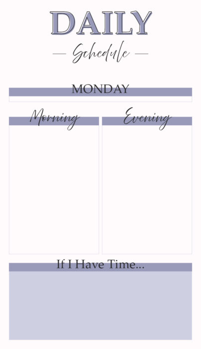 Daily Schedule- Feminine- Lilac- Katie T's Home