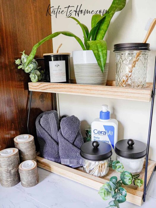 Bathroom Vanity Tray Decor for a Modern Cottage Home- Katie T's Home