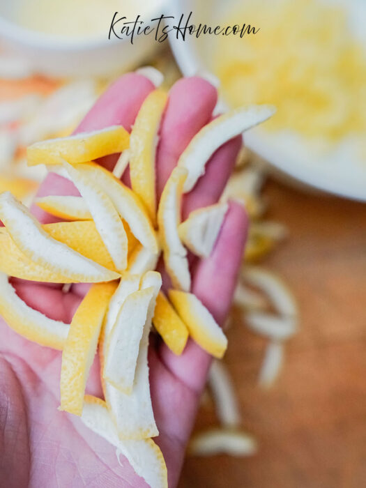 Lemon Peels for Candied Lemons- Sustainable Living for a Modern Cottage Home- Katie T's Home